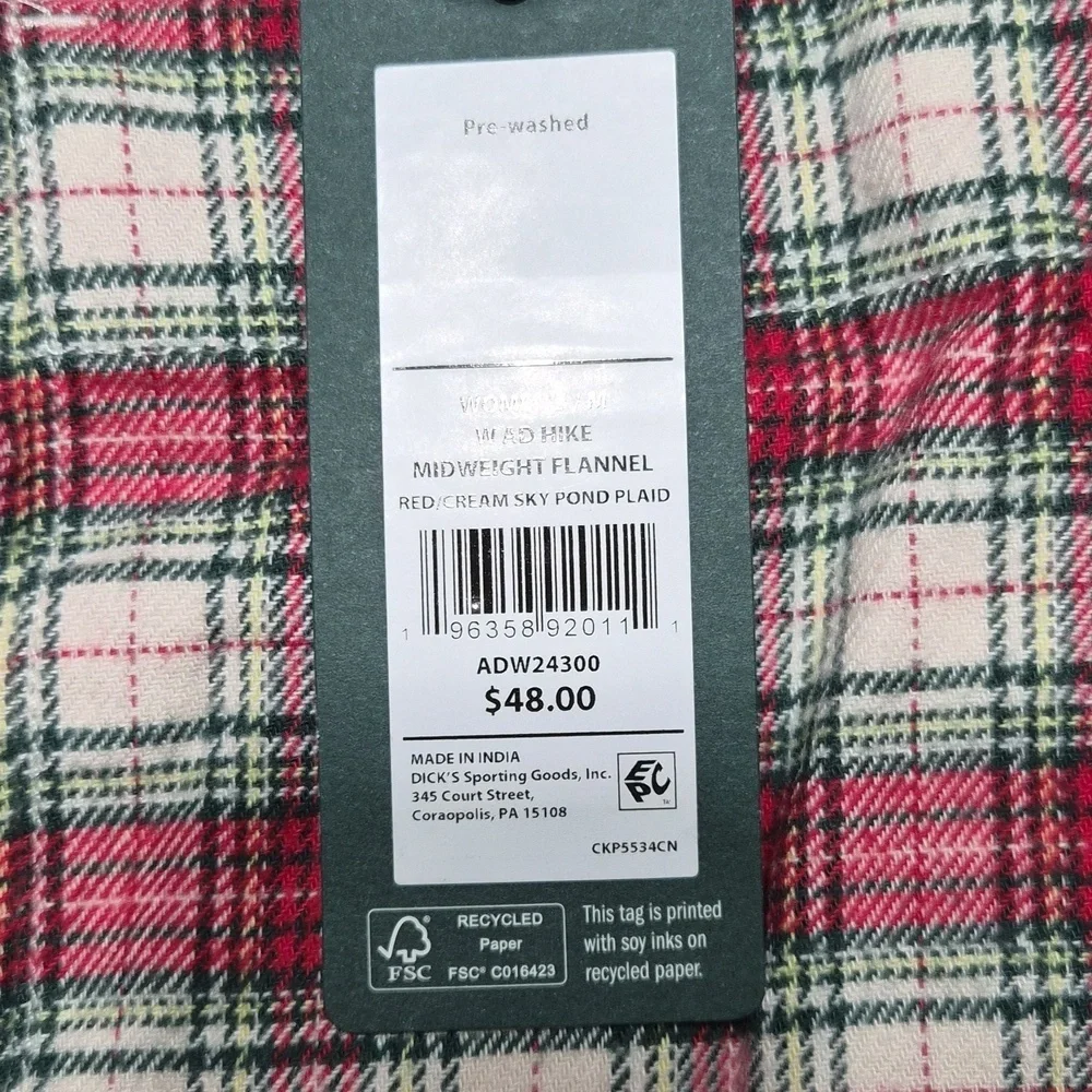 Alpine Design Red and White Plaid Button Down Shirt NWT Size M